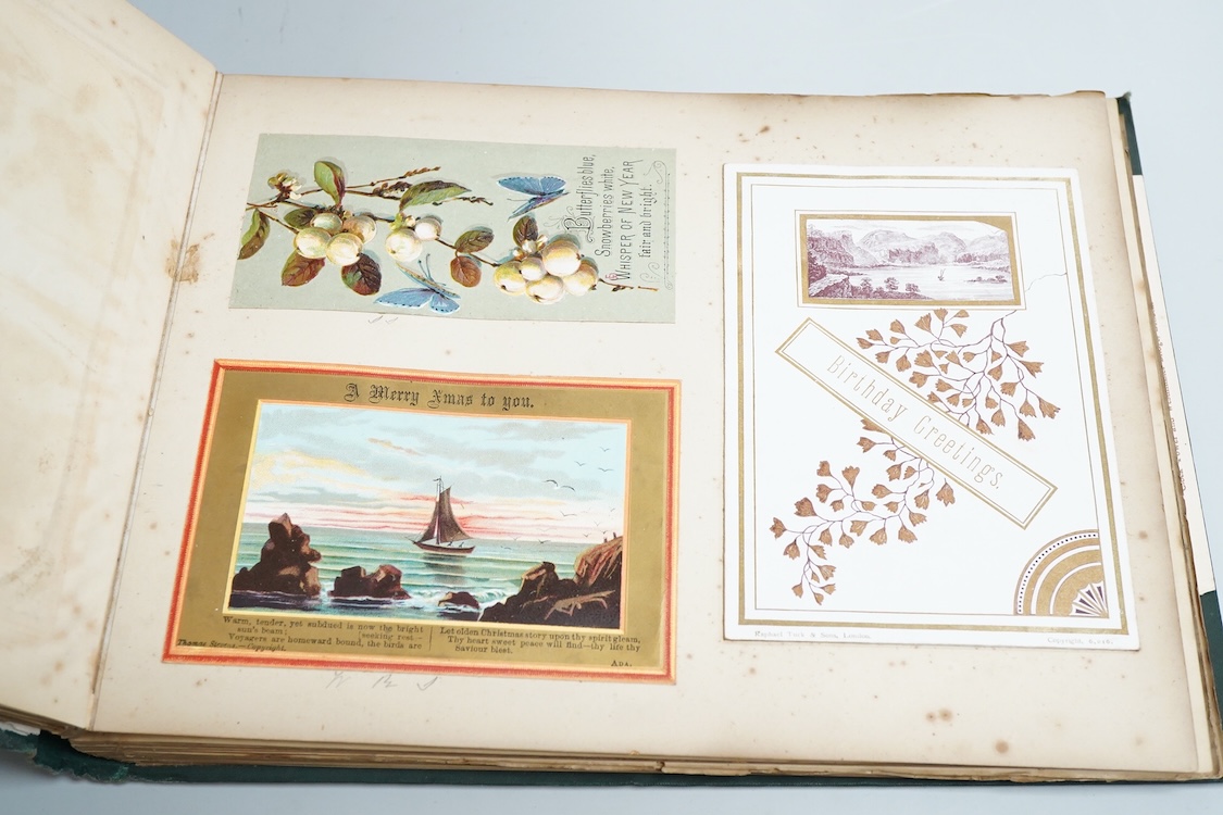 A collection of Victorian and later scrap books containing decoupage, newspaper cuttings and cutout prints